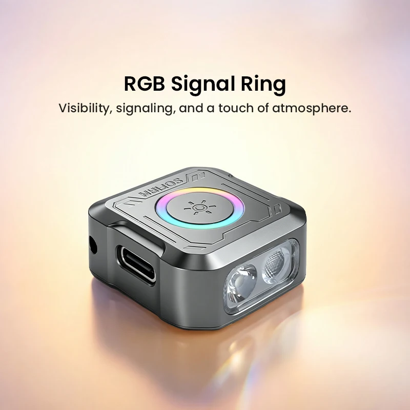 SOFIRN SE1 Pocket Flashlight 300Lm Mini EDC Light RGB Signal Ring Quick-Release Magnetic Wrist Keychain Torch for Bike Ride