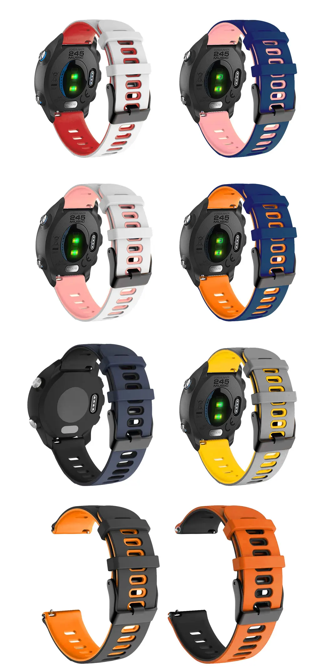 20 22mm Silicone Smart Watch Band Straps For Garmin Venu 3 / 2 Wristband Forerunner 265 255 645 245 745 Venu 2 Plus SQ Bracelet