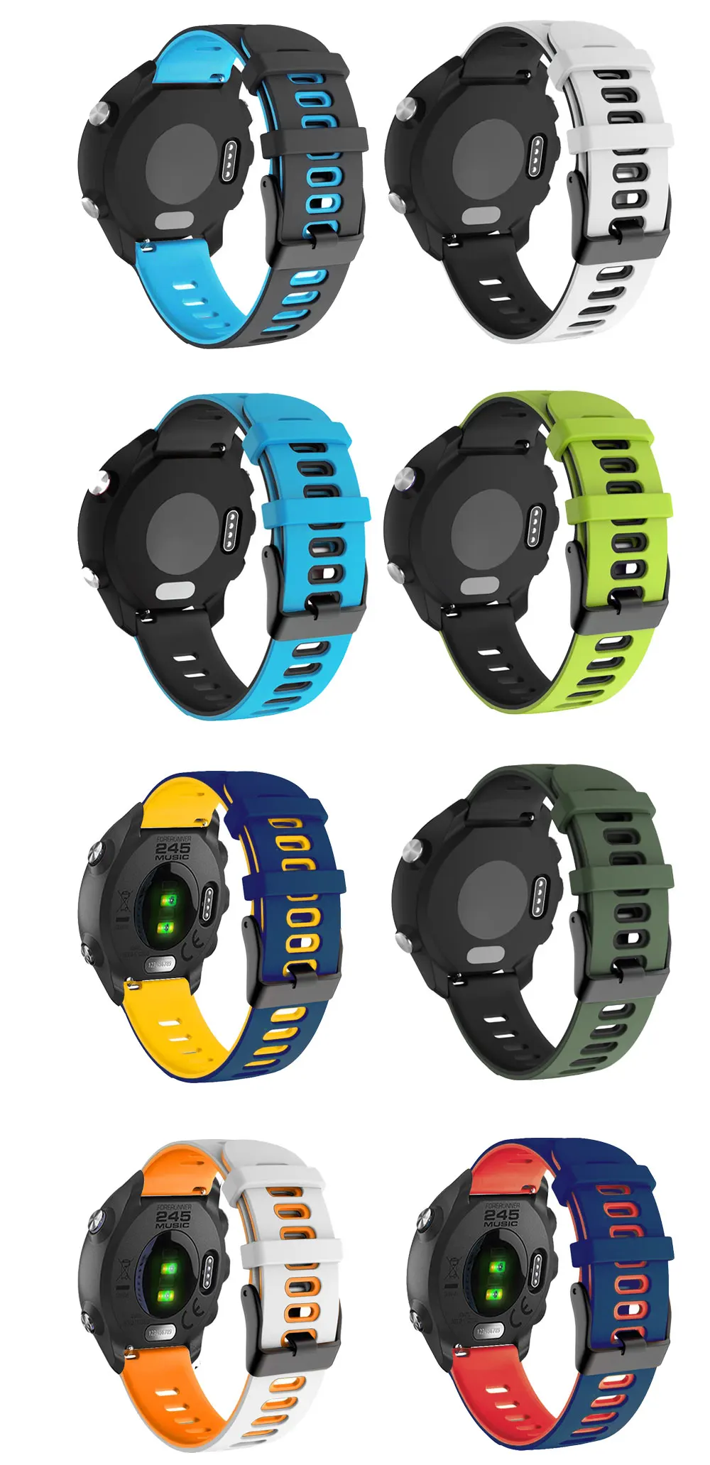20 22mm Silicone Smart Watch Band Straps For Garmin Venu 3 / 2 Wristband Forerunner 265 255 645 245 745 Venu 2 Plus SQ Bracelet