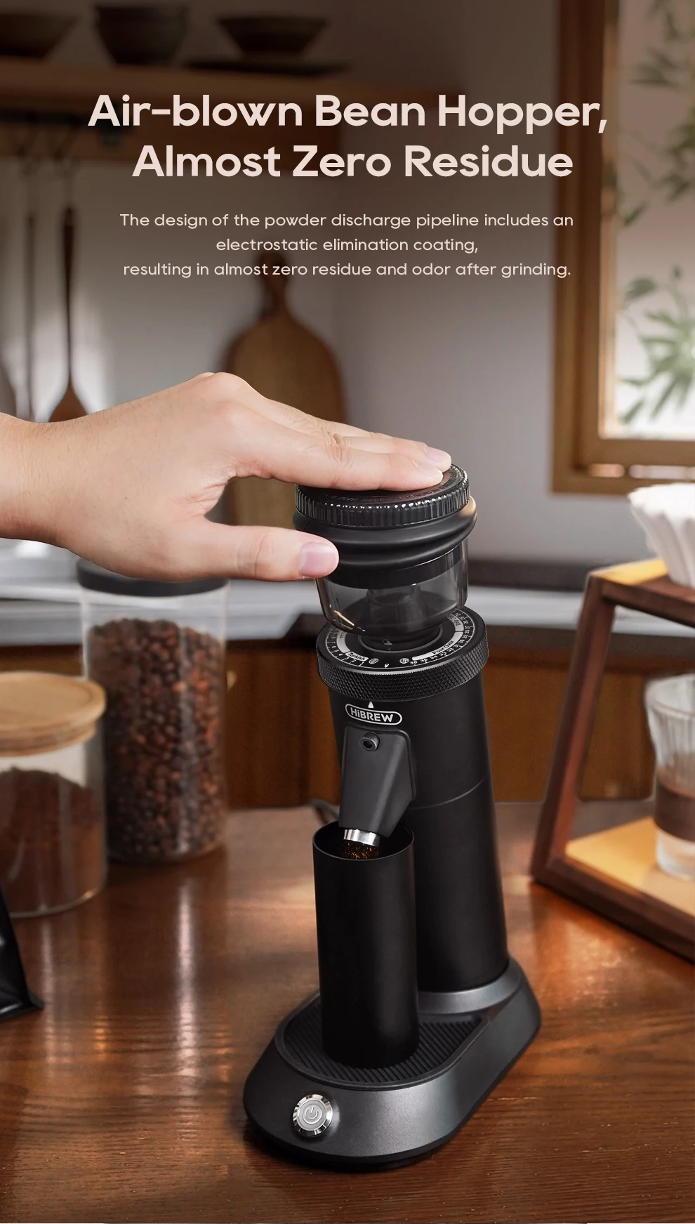 HiBREW G5 48mm Conical Burr Electric Coffee Grinder Compact Portable Coffee Bean Mill Kitchen for Espresso Turkish Coffee