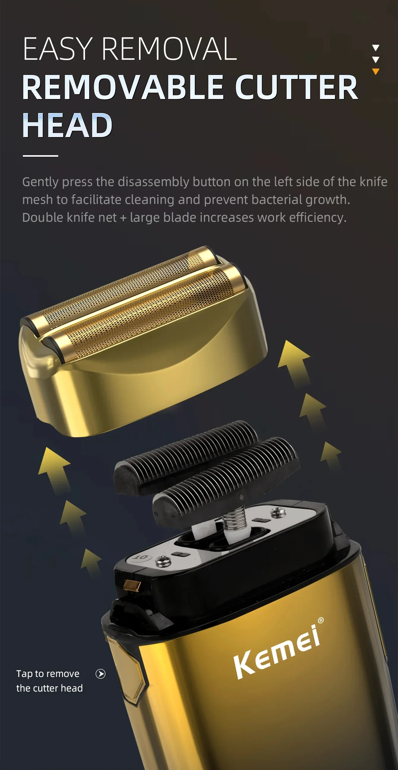 Kemei TX10 Electric Shaver Hair Rechargeable Facial & Beard Foil Razor For Men Bald Head Shaving For Men Machine Barber