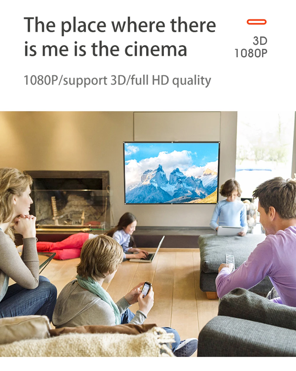 MIXITO Projection Curtain 16: 9 Ratio Hight-Density 60-200 Inch Foldable Anti-Crease Portable Movie Projector Screen