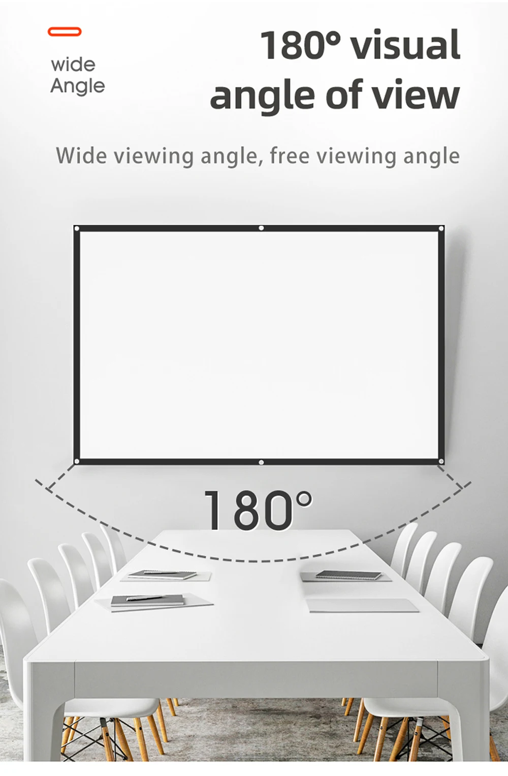 MIXITO Projection Curtain 16: 9 Ratio Hight-Density 60-200 Inch Foldable Anti-Crease Portable Movie Projector Screen