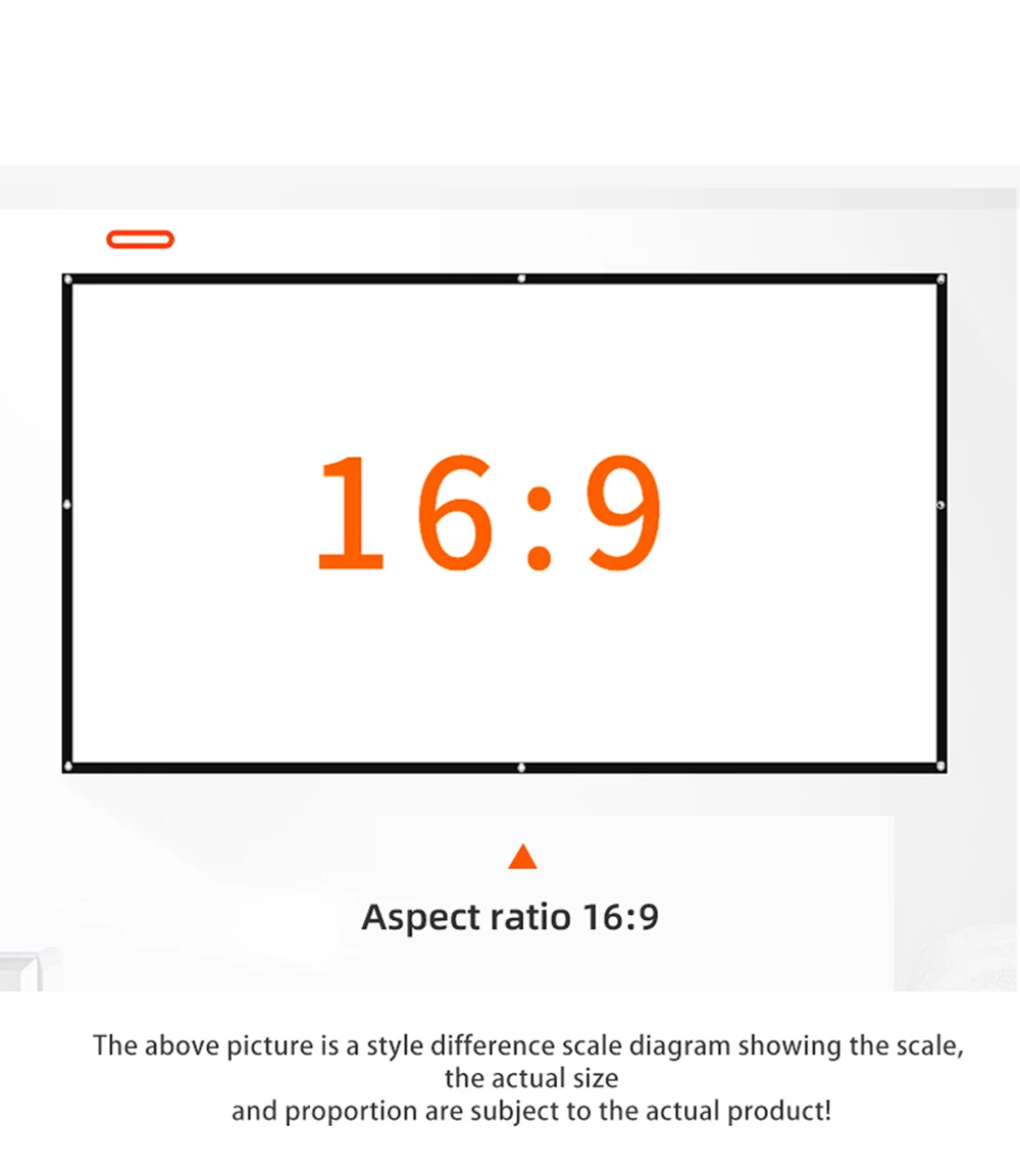 MIXITO Projection Curtain 16: 9 Ratio Hight-Density 60-200 Inch Foldable Anti-Crease Portable Movie Projector Screen