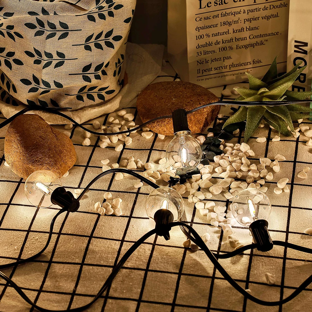 7.6-30 Meter G40 Garland String Lights LED Waterproof and Shatterproof Globe Bulb Outdoor Patio String Lights for Christmas Deco