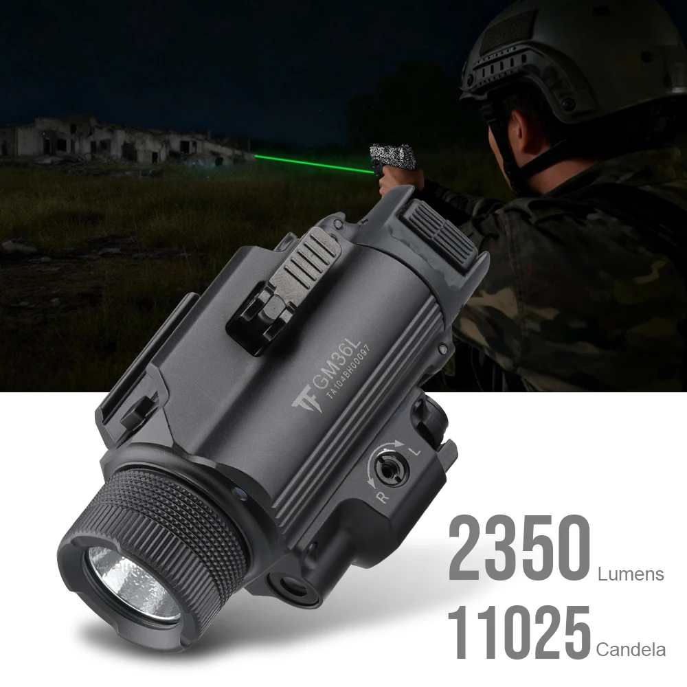 TrustFire GM23 Tactical LED Flashlight Compact Powerful GL0ck Light Rail Mounted Quick Release USB Rechargeable Torch