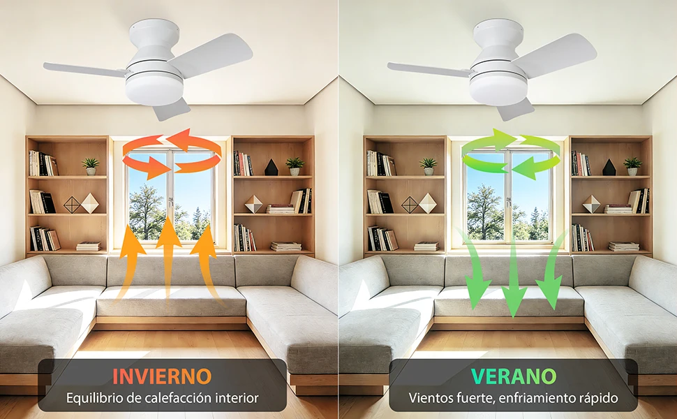 Ceiling Fan with 30W Led Light, Silent Dc Motor Ø80Cm, 6 Speeds with Remote Control, Winter-Summer Function, 3 Temperatures and Timer, Modern Fan Lamp for Bedroom and Living Room