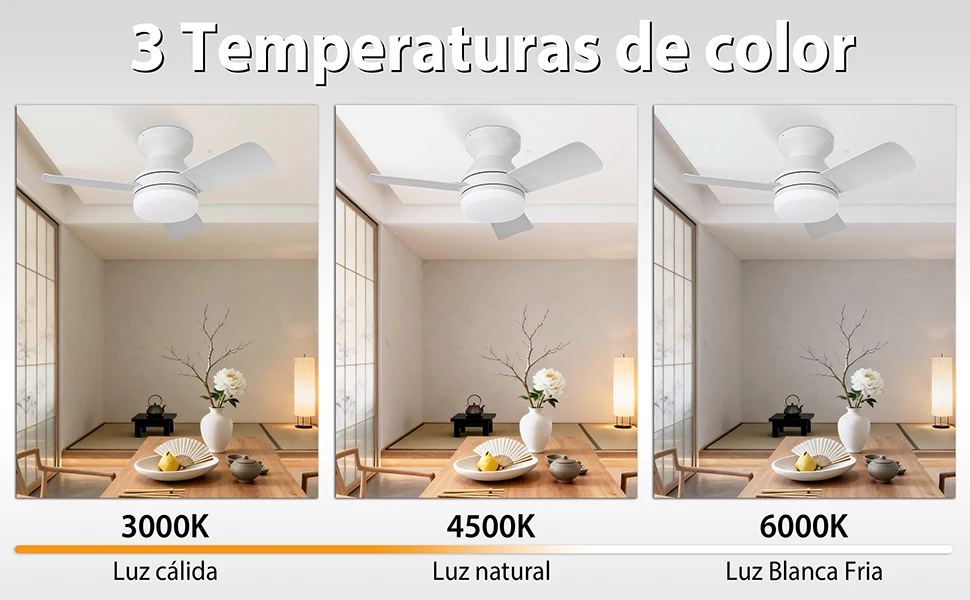 Ceiling Fan with 30W Led Light, Silent Dc Motor Ø80Cm, 6 Speeds with Remote Control, Winter-Summer Function, 3 Temperatures and Timer, Modern Fan Lamp for Bedroom and Living Room