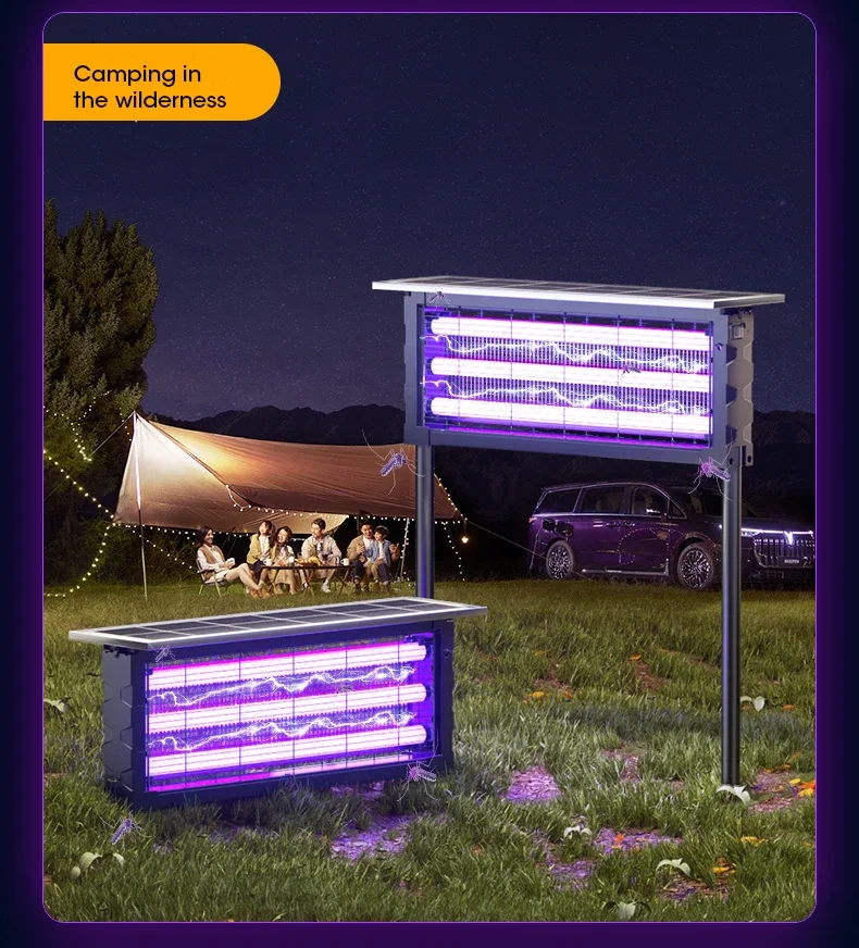 Solar Mosquito Killer Lamp with Light, 395nm UV+Carbon Mesh, IPX5 Waterproof, USB/Solar Rechargeable, 10Y, for Garden/Patio