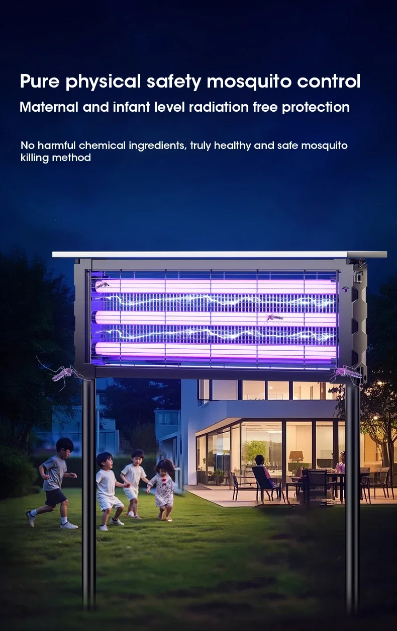 Solar Mosquito Killer Lamp with Light, 395nm UV+Carbon Mesh, IPX5 Waterproof, USB/Solar Rechargeable, 10Y, for Garden/Patio