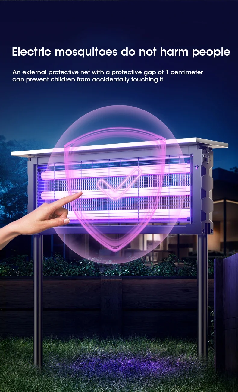 Solar Mosquito Killer Lamp with Light, 395nm UV+Carbon Mesh, IPX5 Waterproof, USB/Solar Rechargeable, 10Y, for Garden/Patio