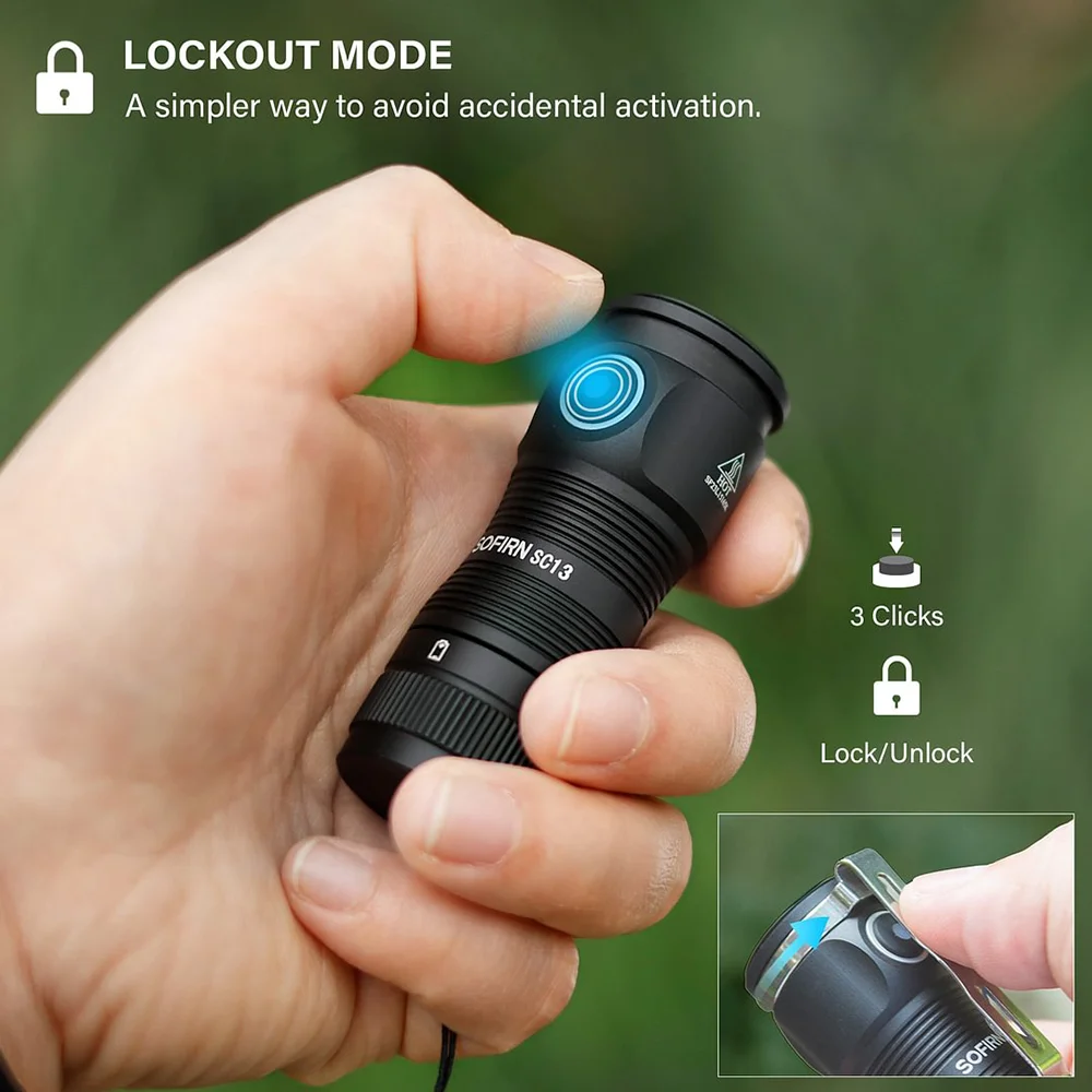 Sofirn SC13 519A 5000K Mini Powerful Led Light LED 1100lm 18350 Rechargeable Flashlight with Magnetic