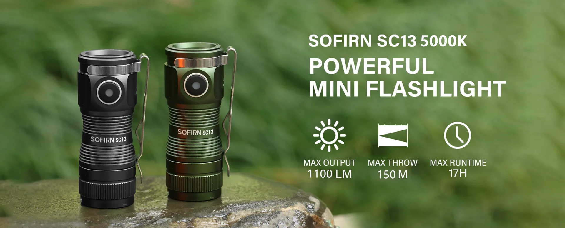 Sofirn SC13 519A 5000K Mini Powerful Led Light LED 1100lm 18350 Rechargeable Flashlight with Magnetic