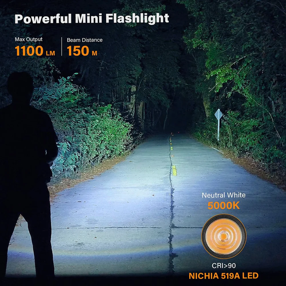 Sofirn SC13 519A 5000K Mini Powerful Led Light LED 1100lm 18350 Rechargeable Flashlight with Magnetic