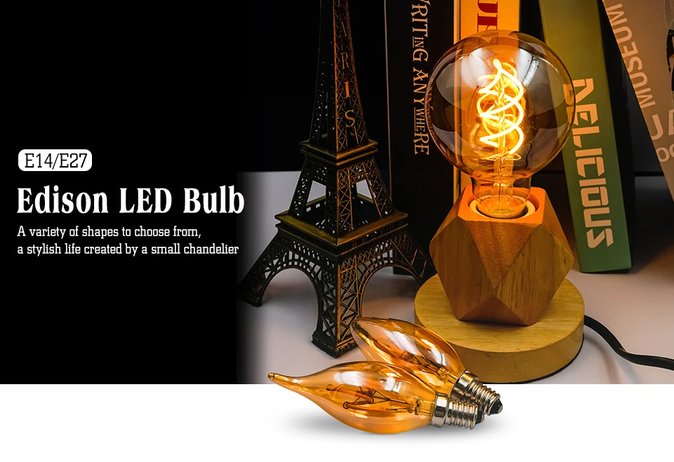 E14 E27 Spiral Light G80 G95 G125 LED Filament Bulb 220V 4W 2200K Retro Vintage Lamps Decorative Lighting Dimmable Edison Lamp