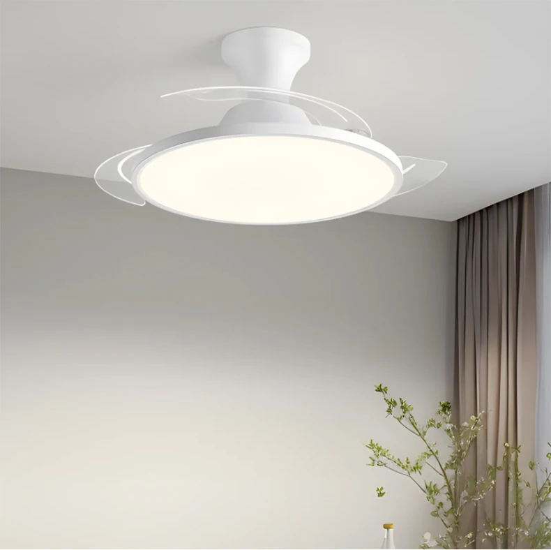 Modern Ultra-Thin Invisible Ceiling Fan LED Light Electric Fan 3 Folding Blades Pendant Light Kitchen Dining Room Office AC220V