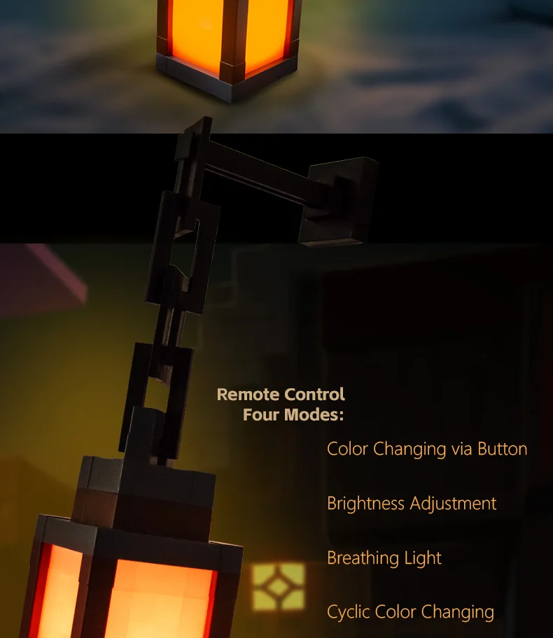 Pixel Style Night Light Portable Lantern Tabletop Ornament 16 Colors Lantern DIY Interior Decoration Festival Atmosphere Light