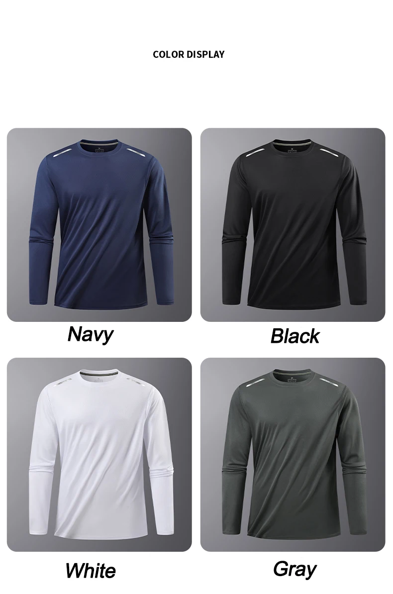 Reflective Sport Gym T Shirt Men Quick Dry Running Bodybuilding Shirts Men Long Sleeve Fitness Pullover Top Spring Autumn