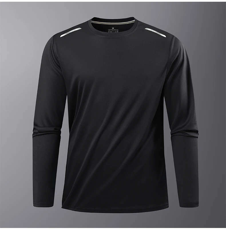 Reflective Sport Gym T Shirt Men Quick Dry Running Bodybuilding Shirts Men Long Sleeve Fitness Pullover Top Spring Autumn