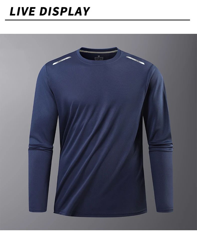 Reflective Sport Gym T Shirt Men Quick Dry Running Bodybuilding Shirts Men Long Sleeve Fitness Pullover Top Spring Autumn