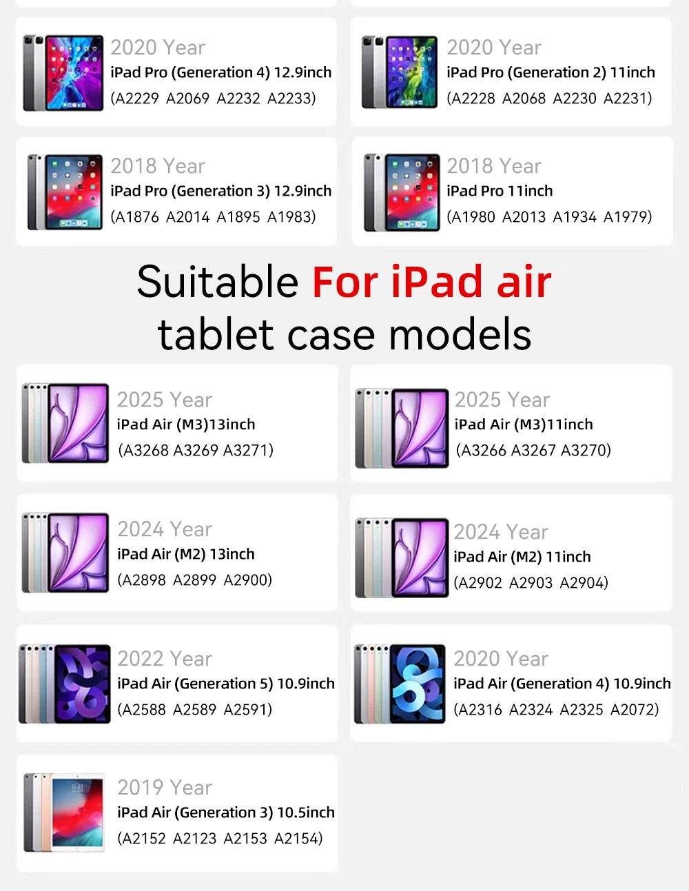 2026 Tablet Case for ipad A16 Case 11th 10th Gen for ipad Case Pro 11 12.9 13 M2 M4 Case 9.7 10.2 5/6/7/8/9th Mini 6 7 Cover