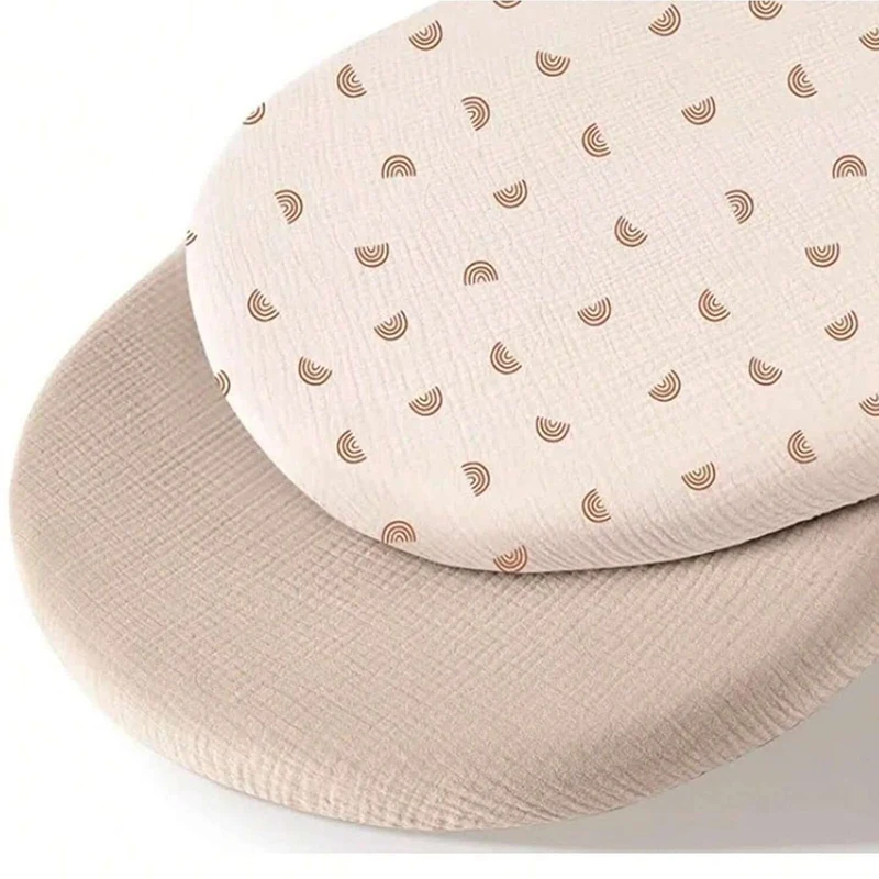 2PCS Baby Fitted Bassinet Sheet Newborn Changing Pad Cover Solid Printed Breathable Crib Fitted Sheets Cradles Mattress Cover