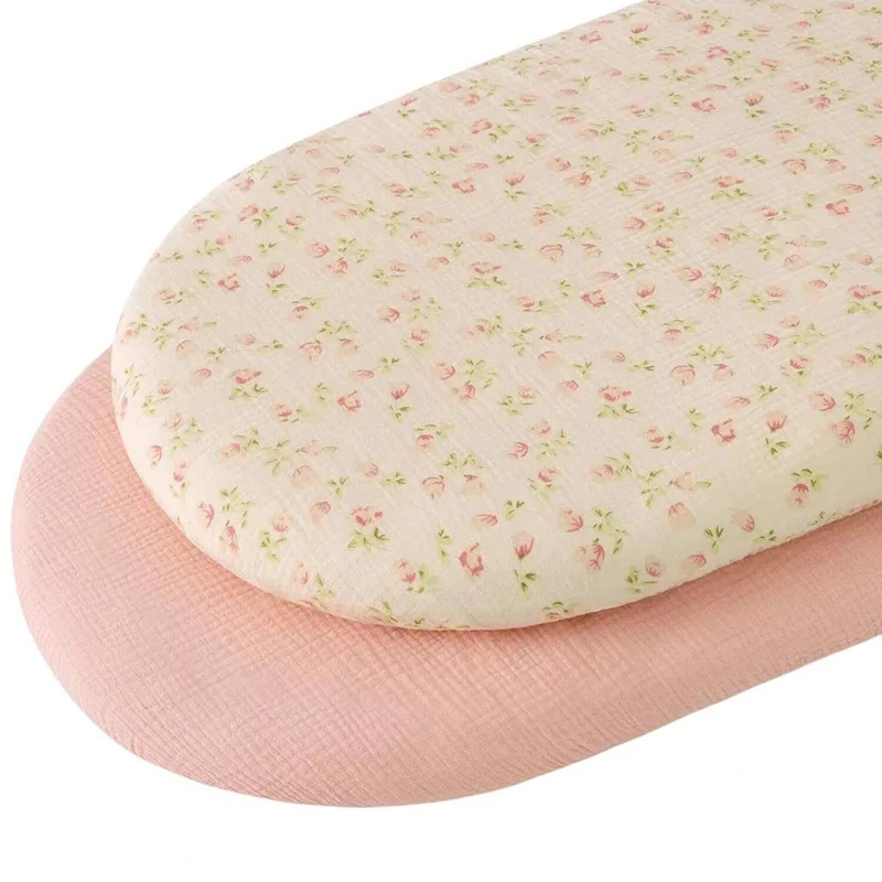 2PCS Baby Fitted Bassinet Sheet Newborn Changing Pad Cover Solid Printed Breathable Crib Fitted Sheets Cradles Mattress Cover