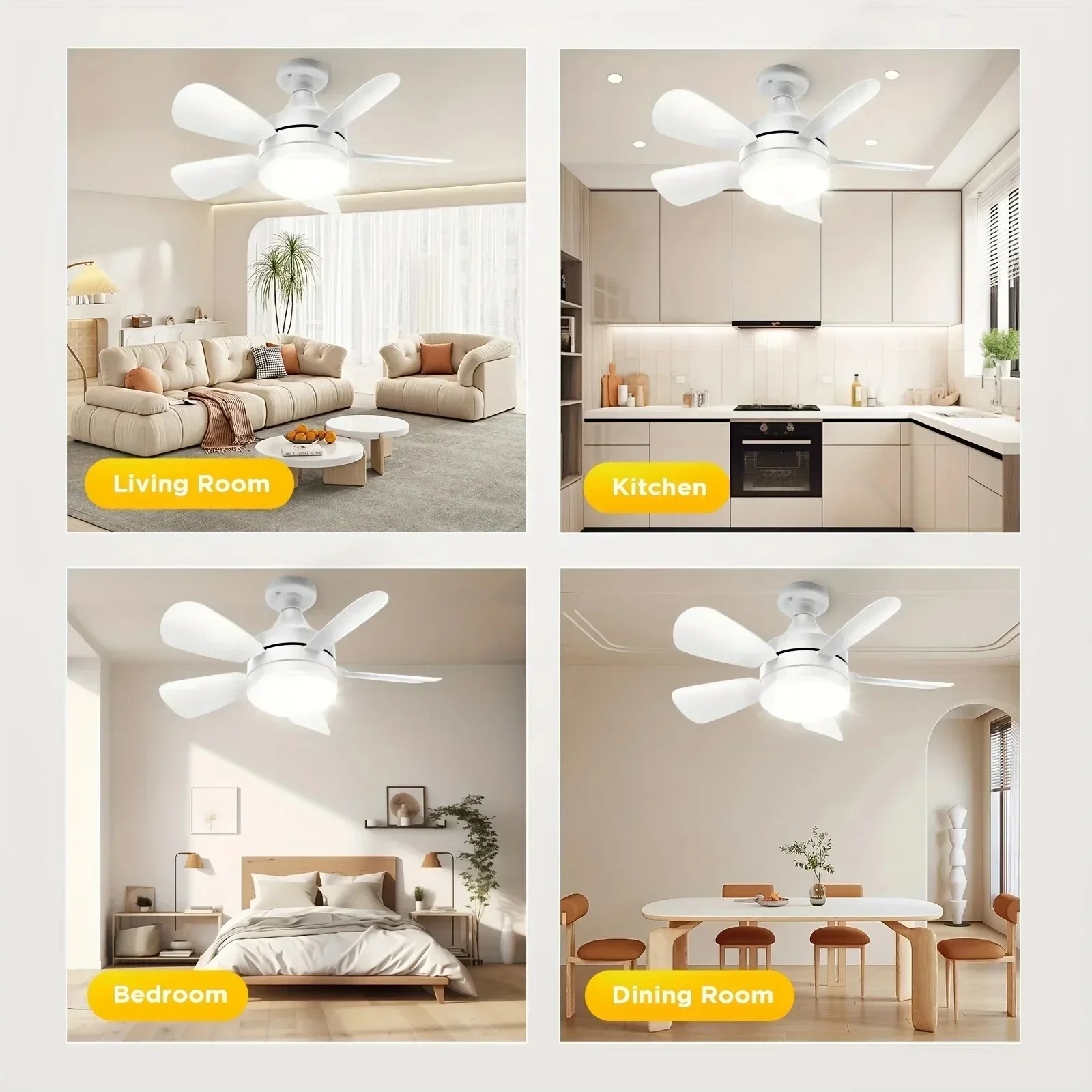 16 Inch 2-in-1 Ceiling Fan with Light Remote Control Fan Lights Dimmable E27 Socket Bedroom Living Room Kitchen Office Bathroom