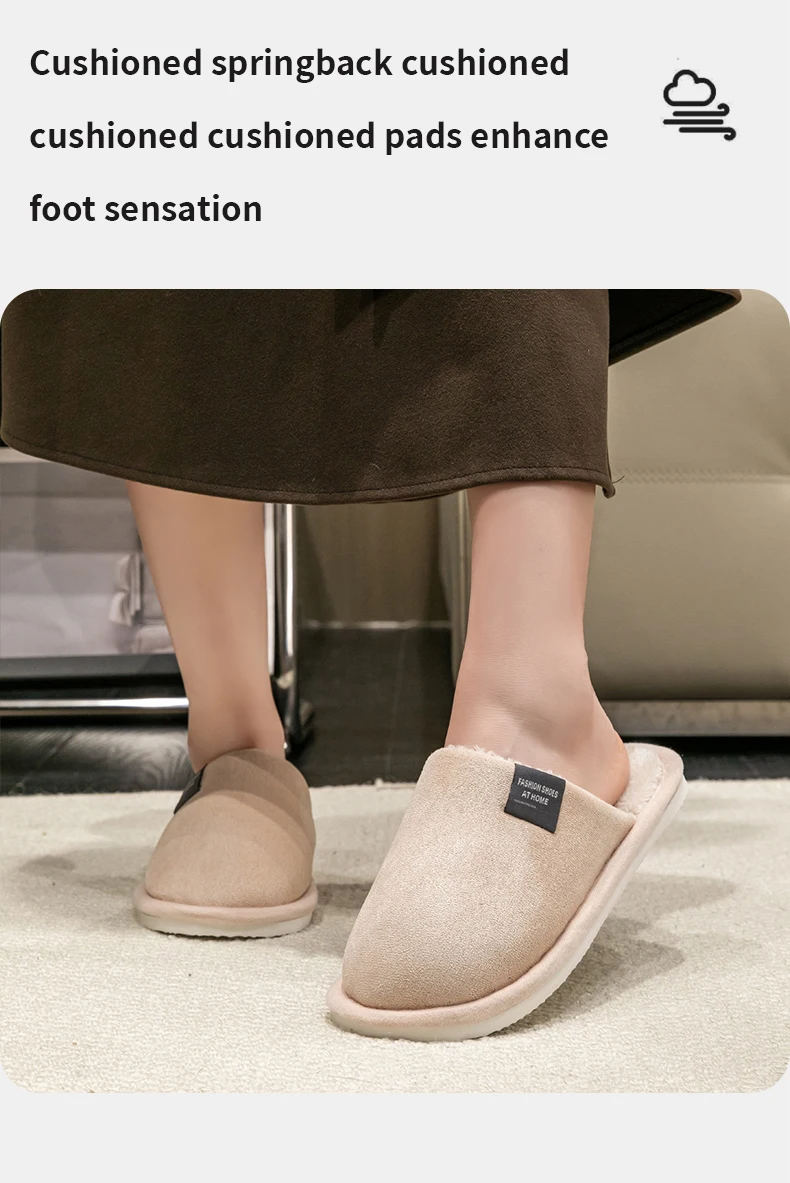Winter Warm Slippers Men House Non Slip Soft Shoes Comfortable Flat Heel Home Indoor Bedroom Plush Slippers Bedroom Female Shoes