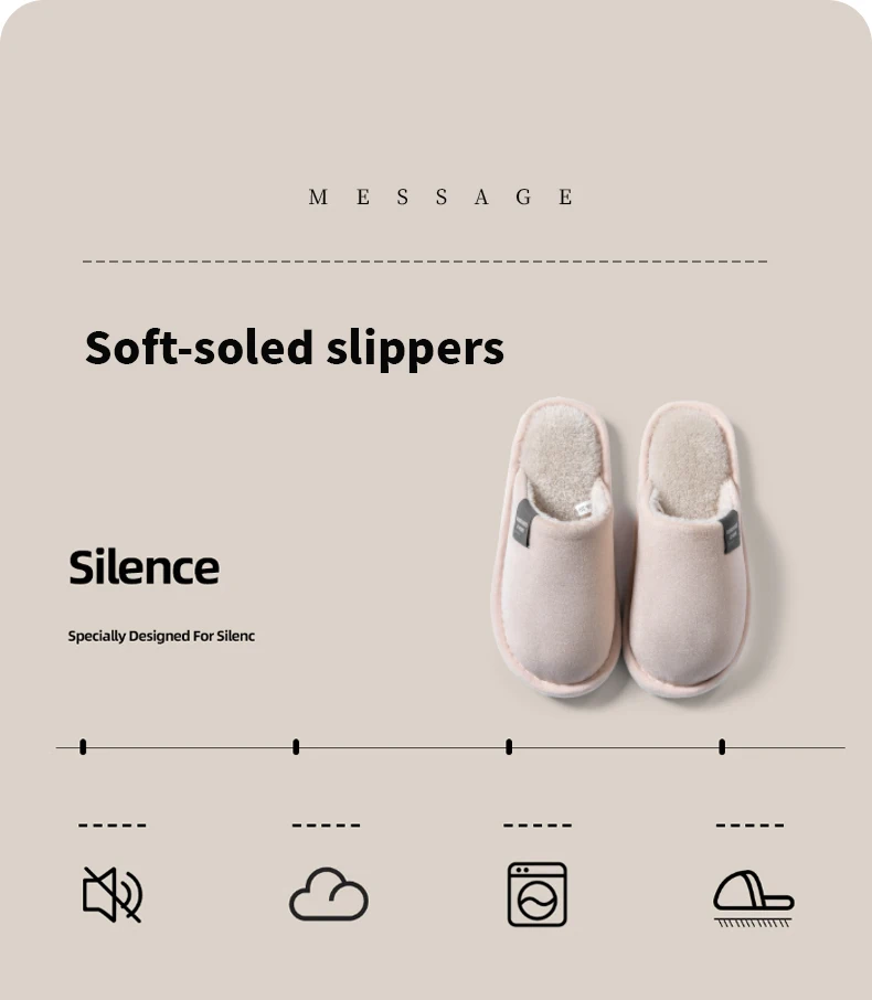 Winter Warm Slippers Men House Non Slip Soft Shoes Comfortable Flat Heel Home Indoor Bedroom Plush Slippers Bedroom Female Shoes