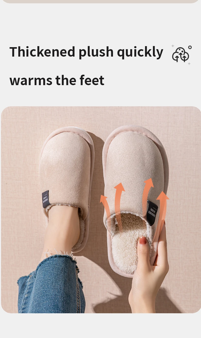 Winter Warm Slippers Men House Non Slip Soft Shoes Comfortable Flat Heel Home Indoor Bedroom Plush Slippers Bedroom Female Shoes