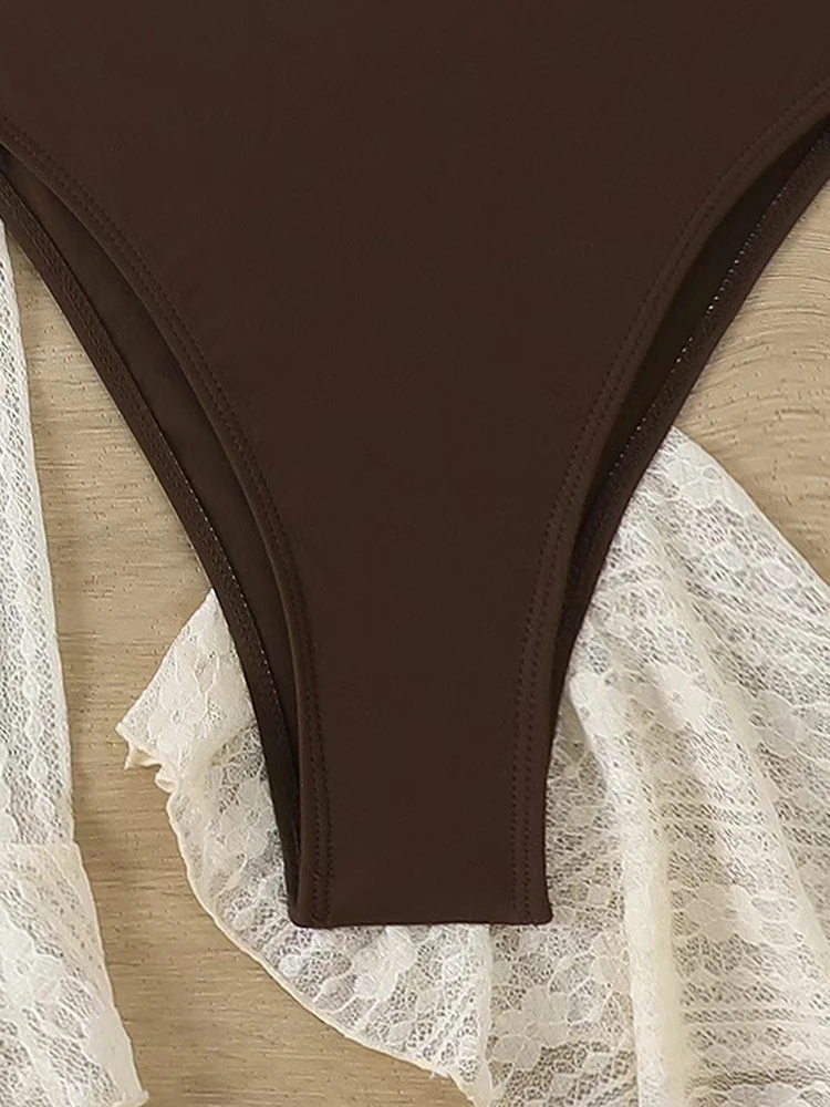 2026 Sexy Four-piece Women Swimsuit Long-sleeve Cover-up Swimwear Summer Solid Bikini Set Brazilian Beachwear Party bathing suit