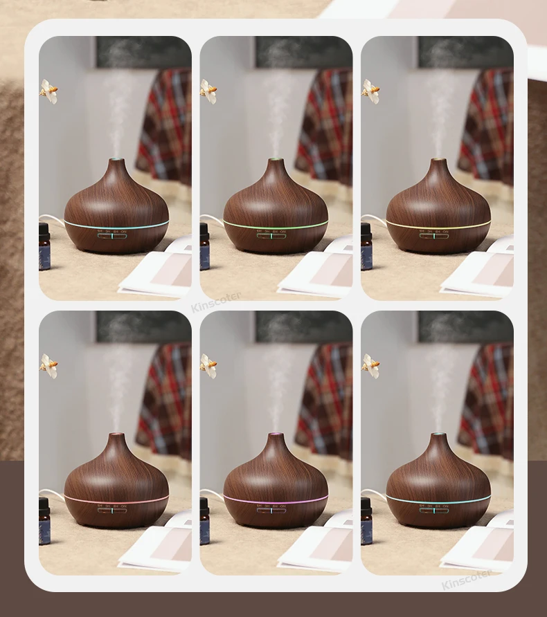 Wood Grain Aromatherapy Diffuser USB Humidifier Desktop Air Purifier Aroma Cool Mist Difusor/Essential Oil Set