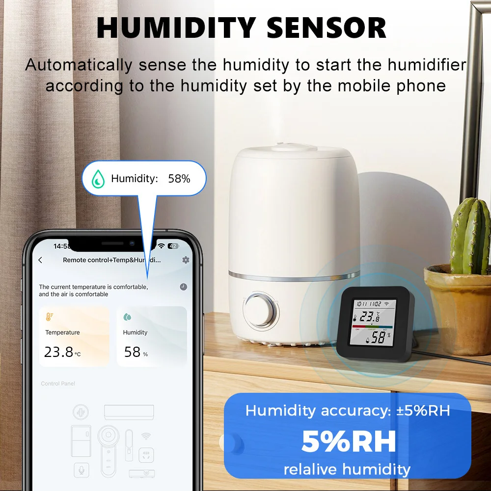 Tuya Smart Universal IR Remote With Temperature Humidity Sensor for Air Conditioner TV AC Works with Alexa Google Home Yandex