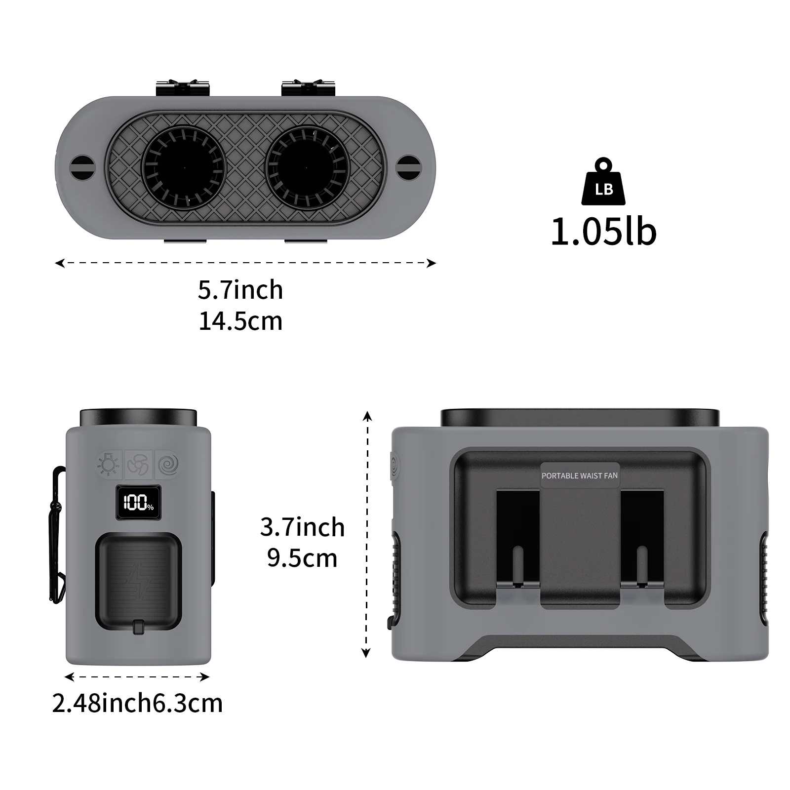 Socoolfan 14500mAh Outdoor Fan Portable Waist Hanging Neck Strong Dual Air Vents Fans for Travel Sports Courier Outdoor Working