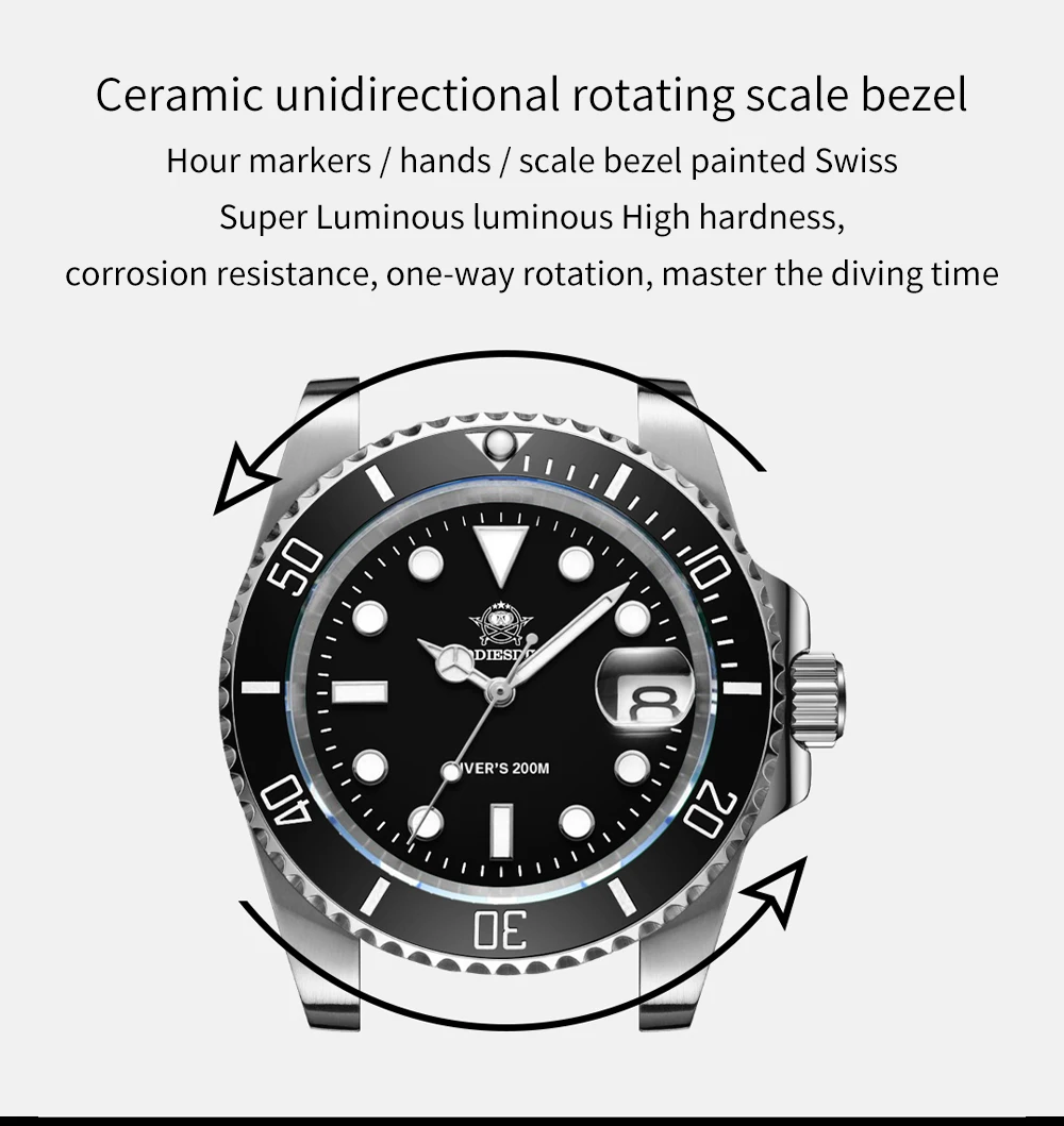 ADDIESDIVE Men's Classic Watch with Ceramic Bezel 200m Water Resistant Casual Quartz Watch BGW9 Blue Luminous Gift Watch MY-H3-2
