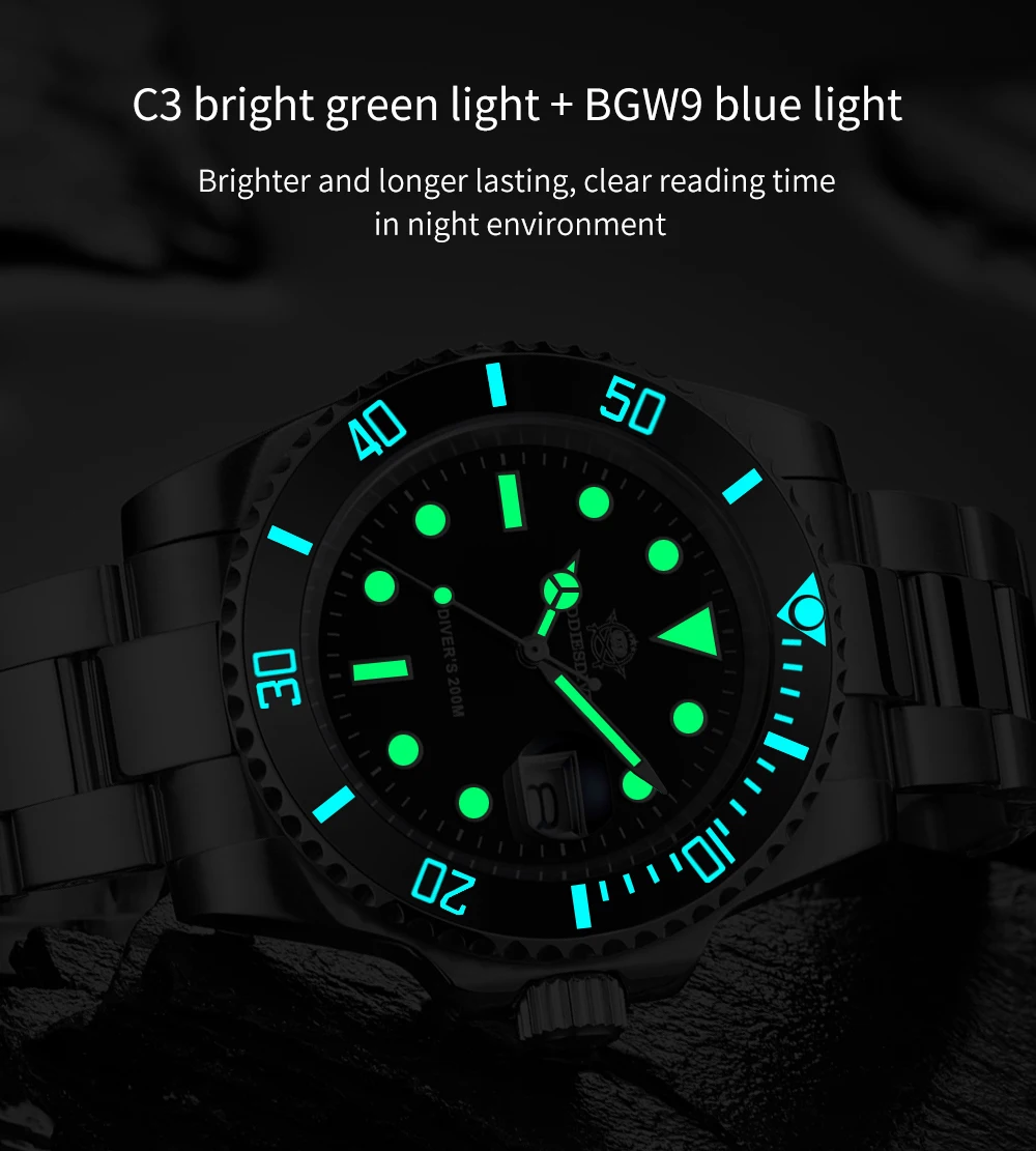 ADDIESDIVE Men's Classic Watch with Ceramic Bezel 200m Water Resistant Casual Quartz Watch BGW9 Blue Luminous Gift Watch MY-H3-2