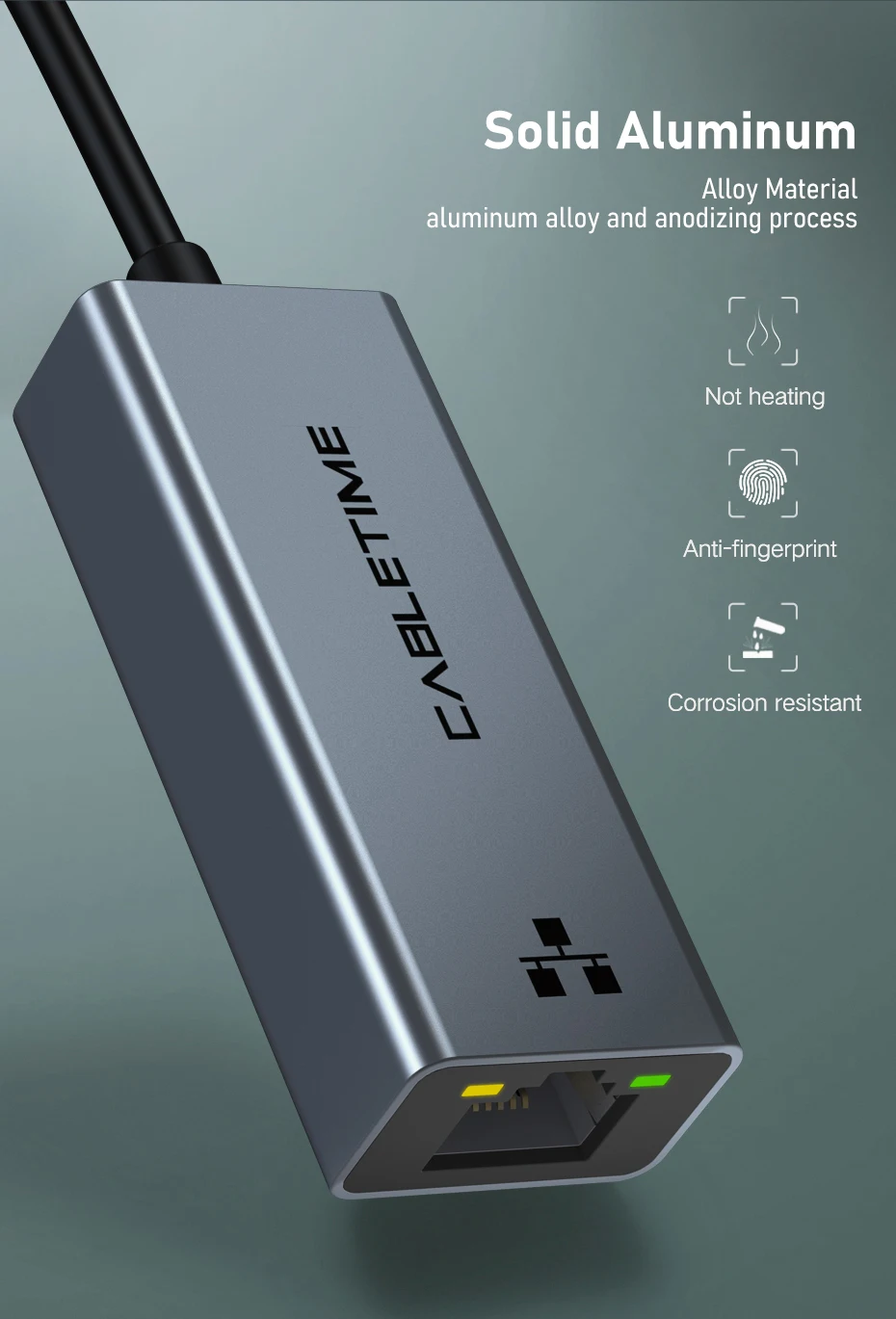 CABLETIME USB Ethernet Adapter 100/1000 Mbps USB 3.0 RJ45 Network Card for Macbook Laptop Internet Adapter RJ45 Adapter