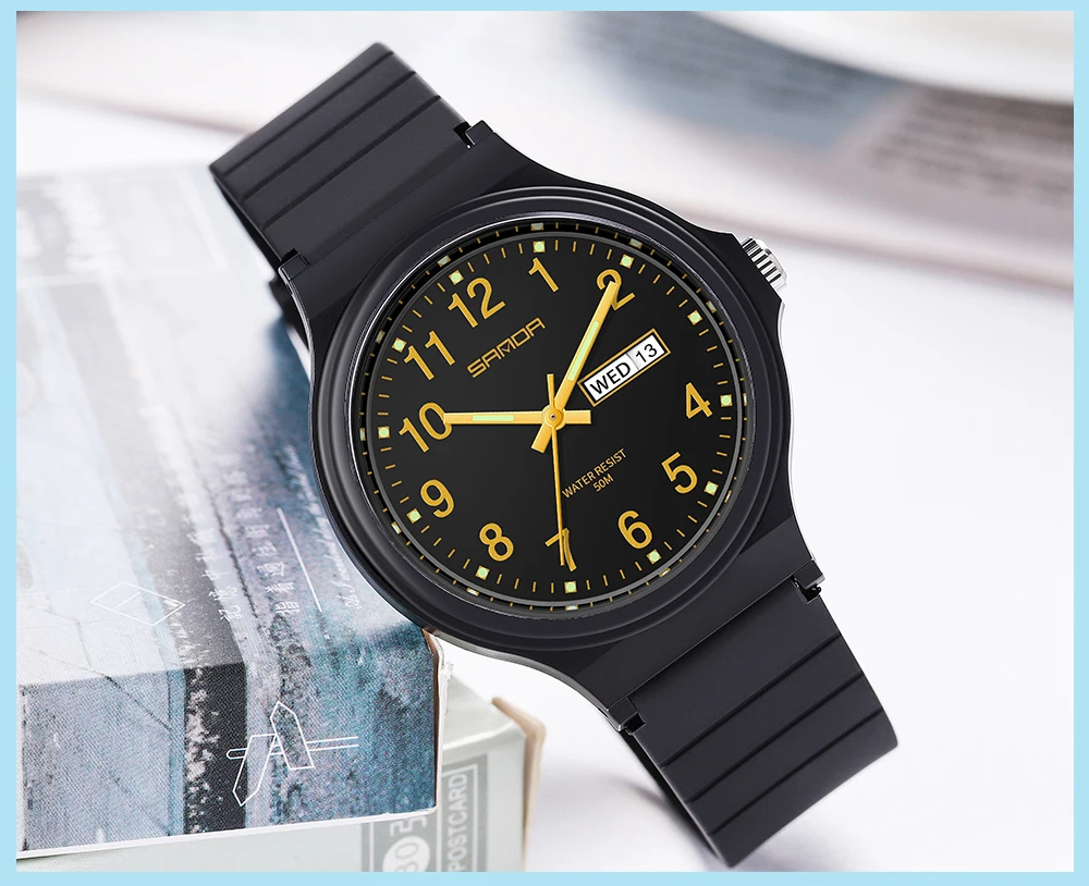 Fashion Sanda Top Brand Calenda Quartz Watch Minimalism Style Ladies Wristwatch Simple Black White Waterproof Watch Clock Reloj