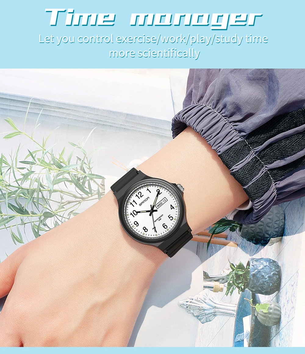Fashion Sanda Top Brand Calenda Quartz Watch Minimalism Style Ladies Wristwatch Simple Black White Waterproof Watch Clock Reloj