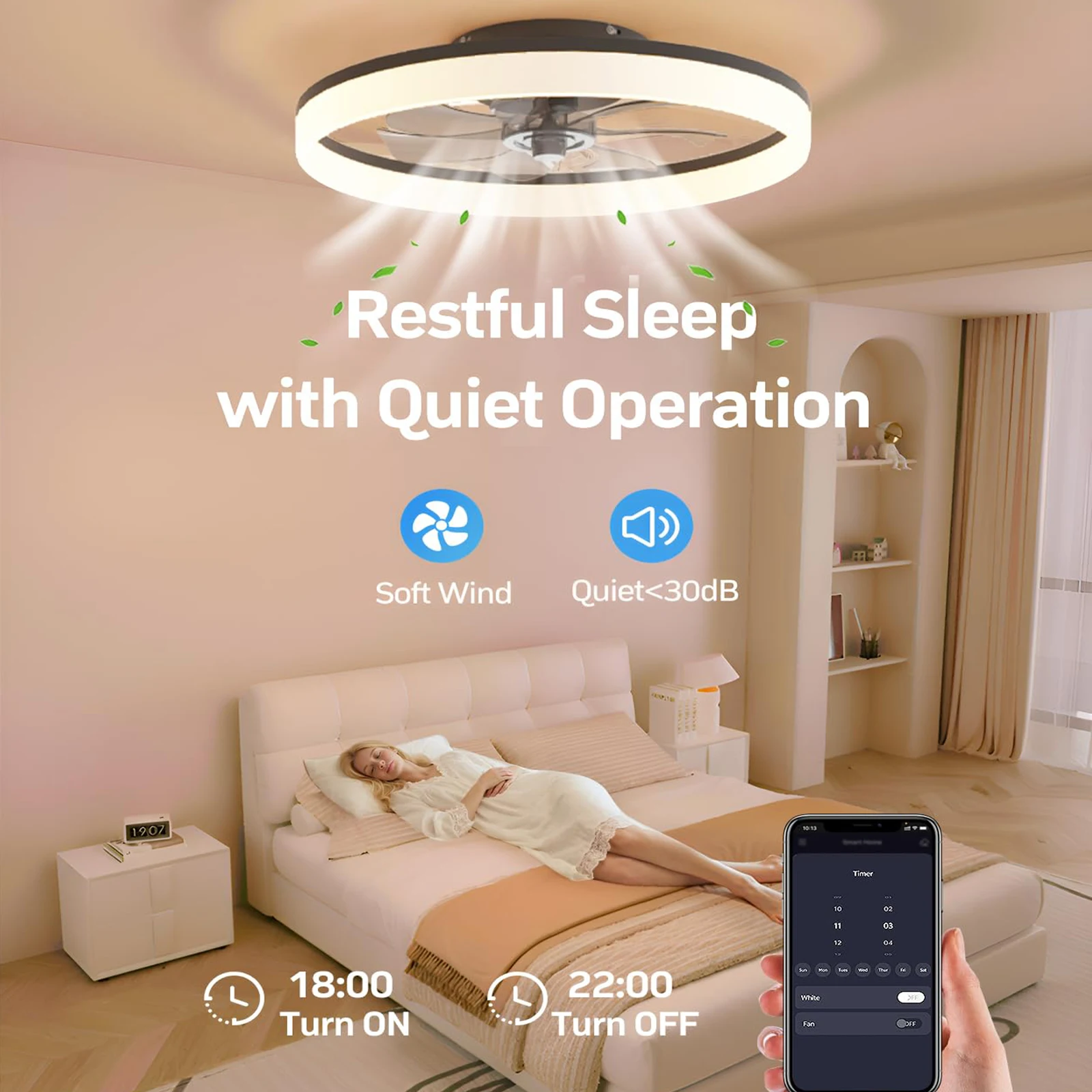 Simple LED Ceiling Fan Light Remote Control with Infinite Dimming 6 Levels of Wind Speed Living Room Bedroom Chandelier Fan