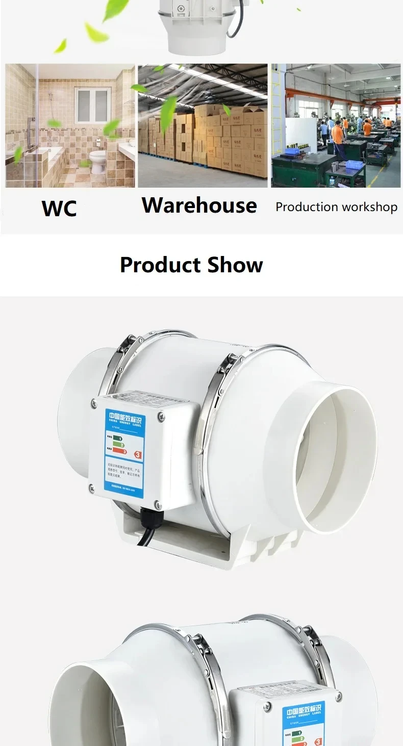 Exhaust Fan Home Mute Inline Duct Fan Bathroom Exhaust Fan Ventilation Equipment Kitchen Bathroom Wall Mounted Air Purifying Ve