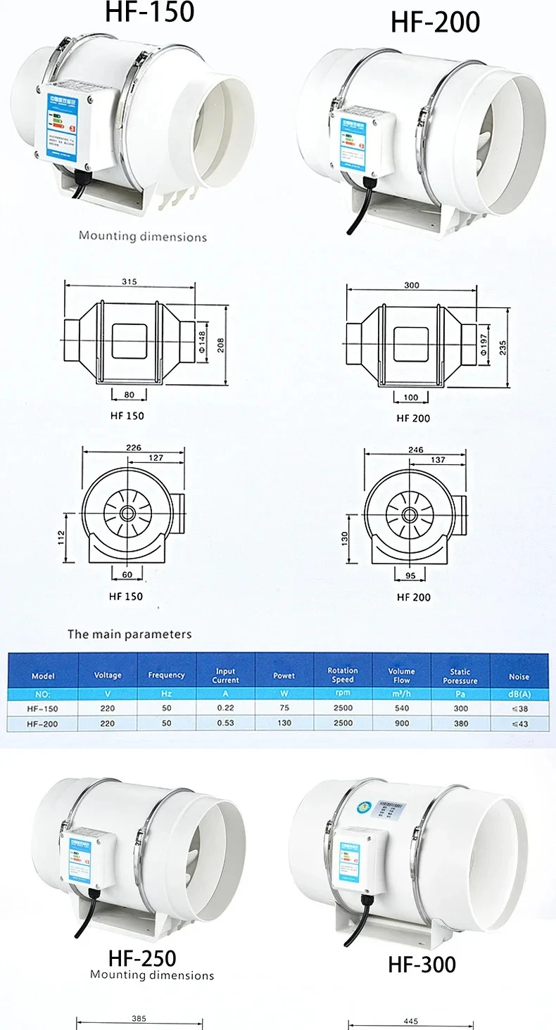 Exhaust Fan Home Mute Inline Duct Fan Bathroom Exhaust Fan Ventilation Equipment Kitchen Bathroom Wall Mounted Air Purifying Ve