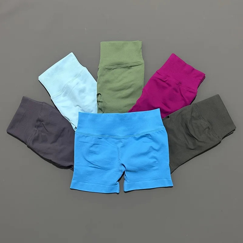 HISTELLO Women Sports Impact Shorts Seamless Low Waist Scrunch Bum Butt Lifting Stretch Gym Yoga Workout Fitness Short Leggings