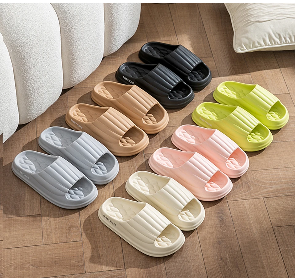Stylish Men's Slippers Thick Sole Pressure Distribution Soft Bouncy Comfort Beach Sandals Anti Slip Lightweight Shoes Men Women