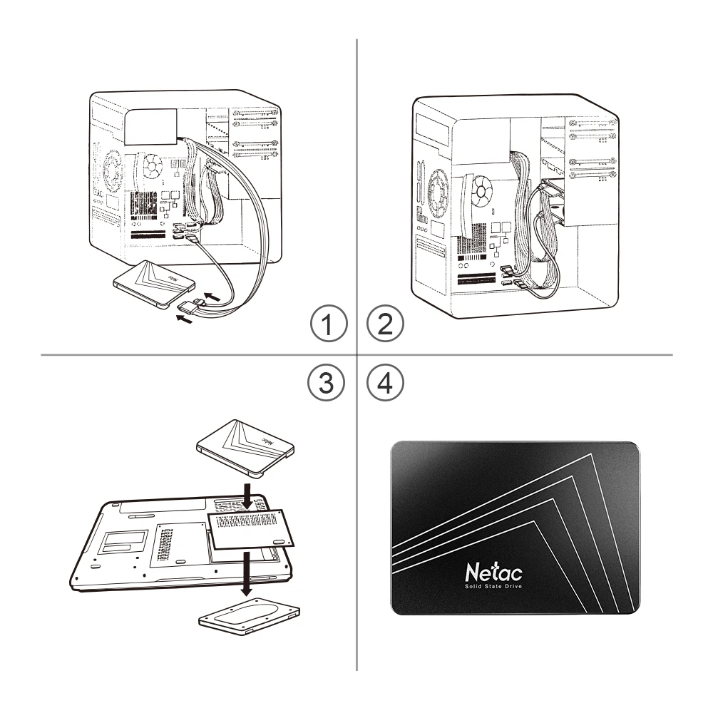 Netac SATA SSD Hard Drive 128GB 256GB 512GB 1TB 2TB SATA3 2.5Inch Disks Laptop Internal Hard Drive HDD Hard Disk for PC Laptop