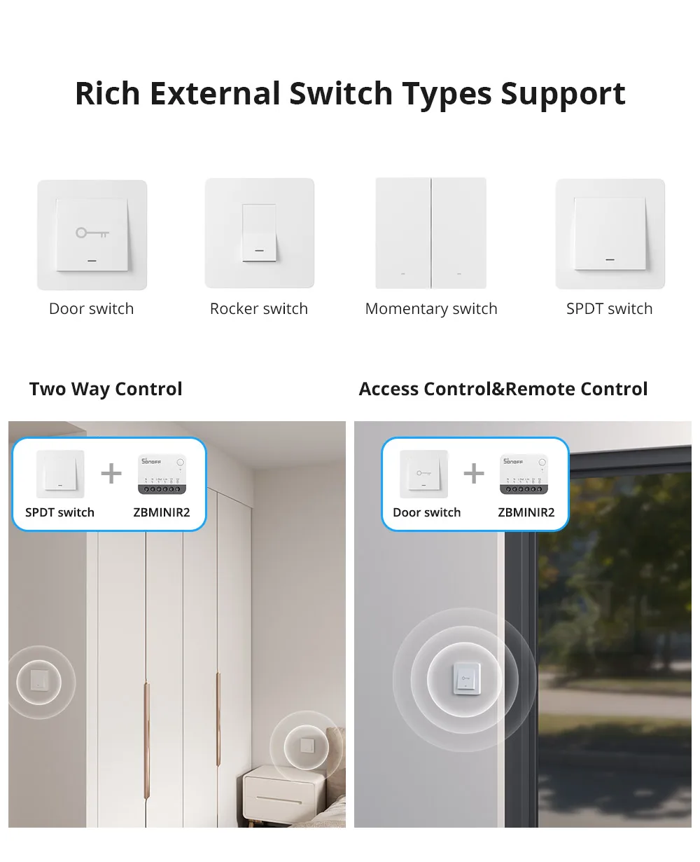 SONOFF ZBMINIR2 Extreme Zigbee Smart Switch Detach Relay External Switch Remote Control via eWeLink Support ZBBridge-U Gateway