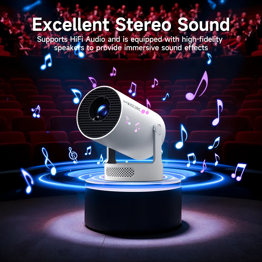 Magcubic HY300 Pro+ 8K Android 14 Portable Projector 8000 Lumens WiFi 6 BT5.4 Outdoor Theater 5W HiFi Speaker 720P HD Supported
