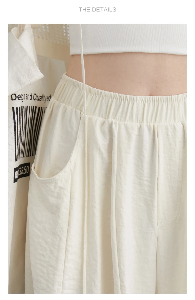 CHIC VEN Women White Pants Solid Casual Elastic Waist High Waisted Pleated Wide Leg Female Trousers Fold Summer 2025 Clothing