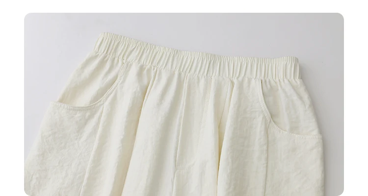 CHIC VEN Women White Pants Solid Casual Elastic Waist High Waisted Pleated Wide Leg Female Trousers Fold Summer 2025 Clothing